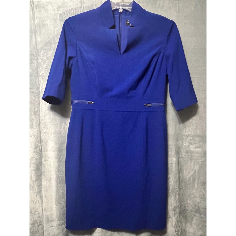 Tahari Arthur S.‎ Levine Petite Blue Sheath Dress Career Work Cocktail Party